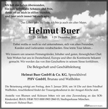 Traueranzeige von Helmut Buer  von Magdeburger Volksstimme
