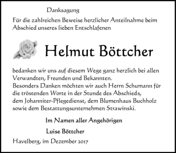 Traueranzeige von Helmut Böttcher  von Magdeburger Volksstimme