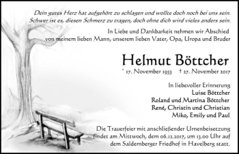 Traueranzeige von Helmut Böttcher  von Magdeburger Volksstimme