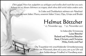 Traueranzeige von Helmut Böttcher  von Magdeburger Volksstimme
