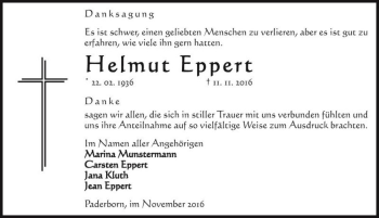 Traueranzeige von Helmut Eppert  von Magdeburger Volksstimme