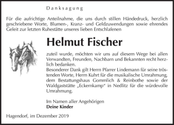 Traueranzeige von Helmut Fischer  von Magdeburger Volksstimme