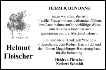 Traueranzeige von Helmut Fleischer  von Magdeburger Volksstimme