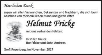 Traueranzeige von Helmut Fricke  von Magdeburger Volksstimme