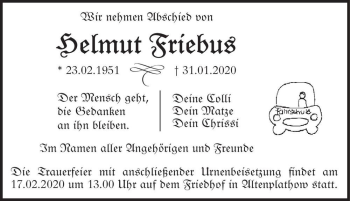 Traueranzeige von Helmut Friebus  von Magdeburger Volksstimme