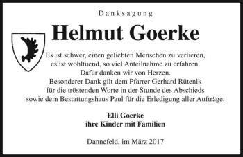 Traueranzeige von Helmut Goerke  von Magdeburger Volksstimme