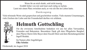 Traueranzeige von Helmut Gottschling  von Magdeburger Volksstimme