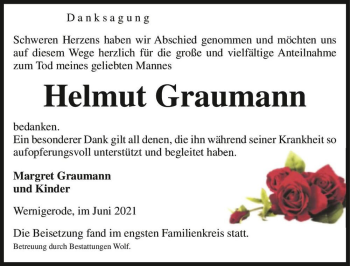 Traueranzeige von Helmut Graumann  von Magdeburger Volksstimme