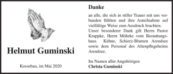 Traueranzeige von Helmut Guminski  von Magdeburger Volksstimme