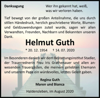 Traueranzeige von Helmut Guth  von Magdeburger Volksstimme
