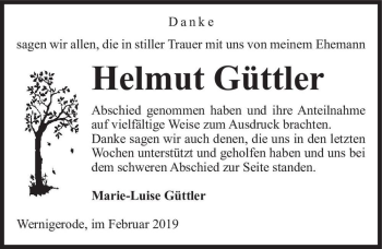 Traueranzeige von Helmut Güttler  von Magdeburger Volksstimme