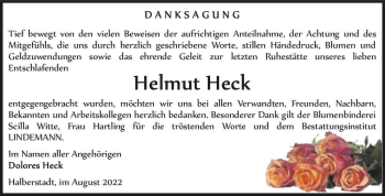 Traueranzeige von Helmut Heck  von Magdeburger Volksstimme