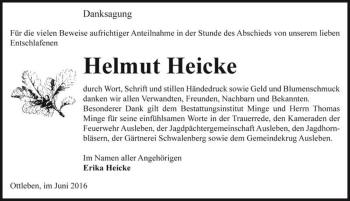 Traueranzeige von Helmut Heicke  von Magdeburger Volksstimme