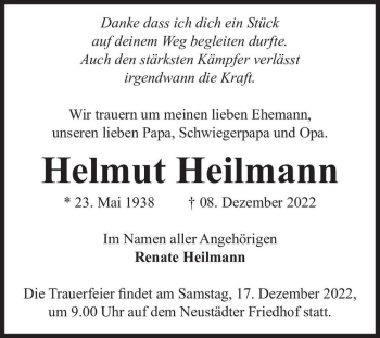 Traueranzeige von Helmut Heilmann  von Magdeburger Volksstimme