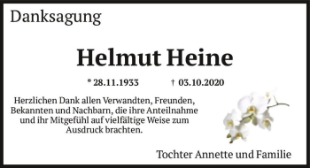 Traueranzeige von Helmut Heine  von Magdeburger Volksstimme