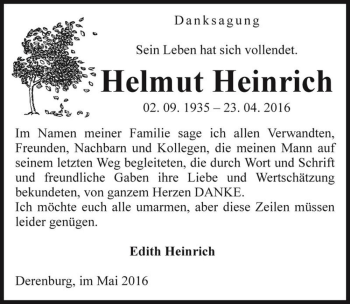 Traueranzeige von Helmut Heinrich  von Magdeburger Volksstimme
