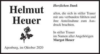 Traueranzeige von Helmut Heuer  von Magdeburger Volksstimme
