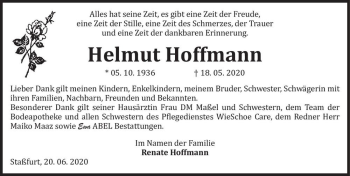Traueranzeige von Helmut Hoffmann  von Magdeburger Volksstimme