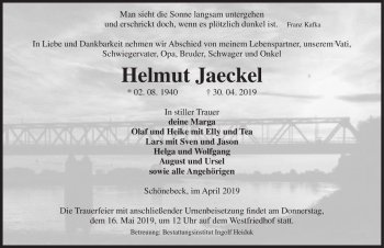 Traueranzeige von Helmut Jaeckel  von Magdeburger Volksstimme