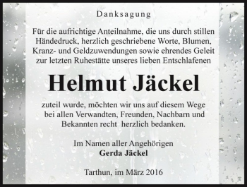 Traueranzeige von Helmut Jäckel  von Magdeburger Volksstimme