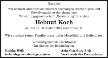 Traueranzeige von Helmut Koch  von Magdeburger Volksstimme