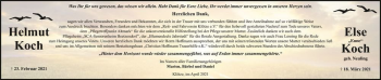Traueranzeige von Helmut Koch und Elsa 