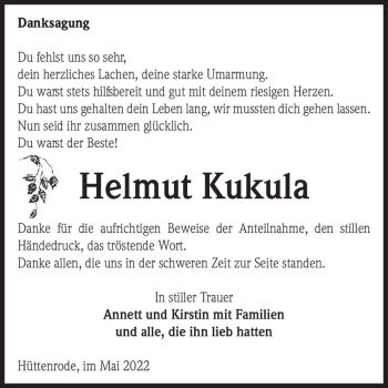 Traueranzeige von Helmut Kukula  von Magdeburger Volksstimme
