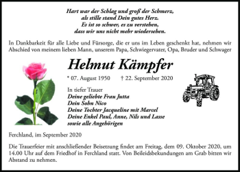 Traueranzeige von Helmut Kämpfer  von Magdeburger Volksstimme