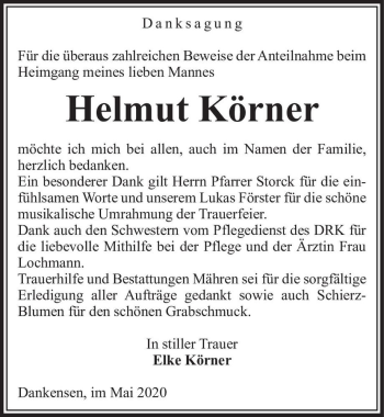 Traueranzeige von Helmut Körner  von Magdeburger Volksstimme