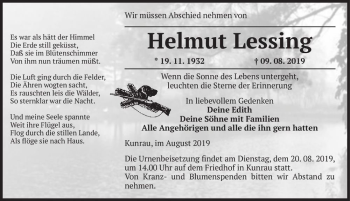Traueranzeige von Helmut Lessing  von Magdeburger Volksstimme