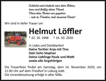 Traueranzeige von Helmut Löffler  von Magdeburger Volksstimme