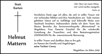 Traueranzeige von Helmut Mattern  von Magdeburger Volksstimme