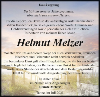 Traueranzeige von Helmut Melzer  von Magdeburger Volksstimme