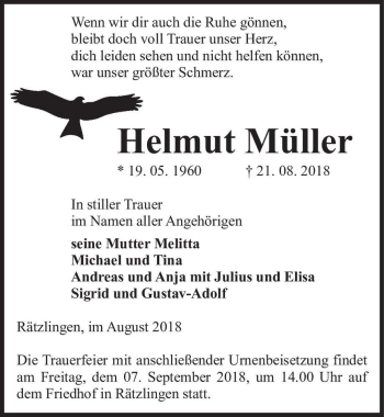 Traueranzeige von Helmut Müller  von Magdeburger Volksstimme