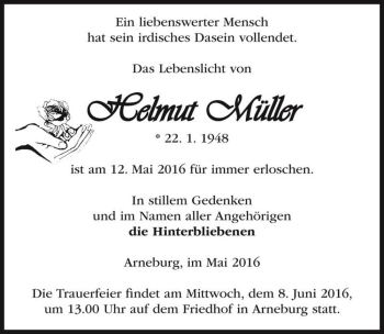 Traueranzeige von Helmut Müller  von Magdeburger Volksstimme