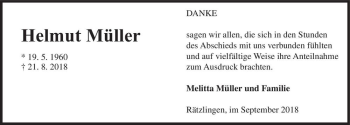 Traueranzeige von Helmut Müller  von Magdeburger Volksstimme