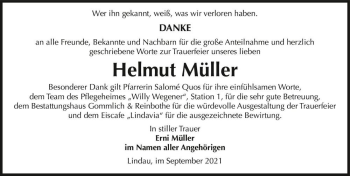 Traueranzeige von Helmut Müller  von Magdeburger Volksstimme