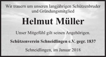 Traueranzeige von Helmut Müller  von Magdeburger Volksstimme