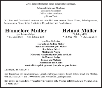Traueranzeige von Helmut Müller  von Magdeburger Volksstimme
