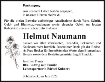 Traueranzeige von Helmut Naumann  von Magdeburger Volksstimme