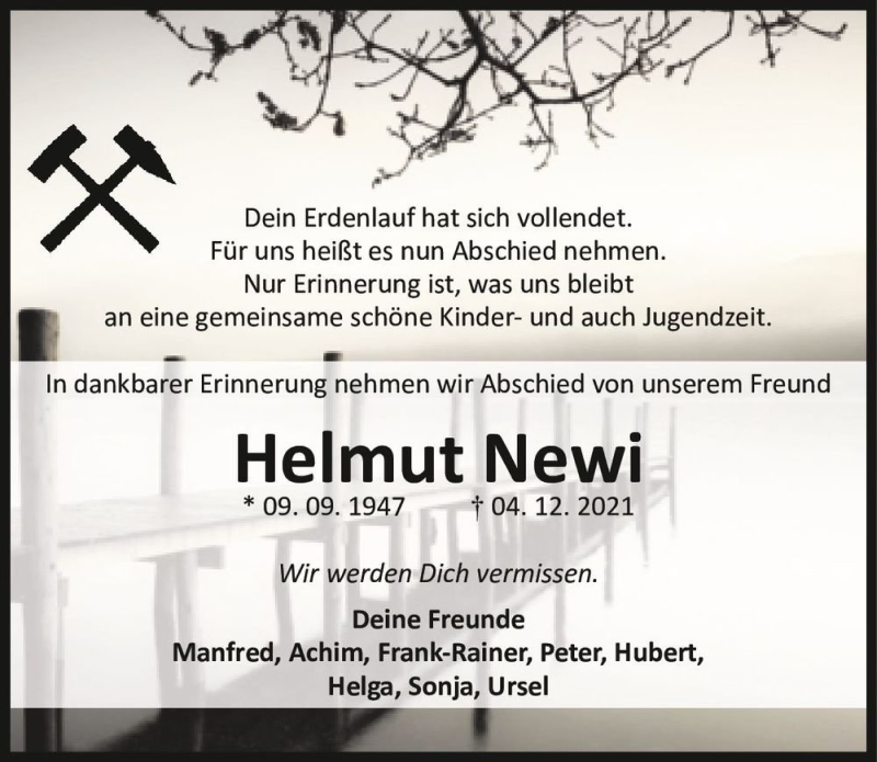  Traueranzeige für Helmut Newi  vom 18.12.2021 aus Magdeburger Volksstimme