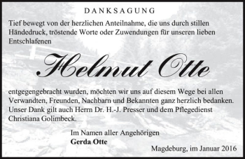 Traueranzeige von Helmut Otte  von Magdeburger Volksstimme