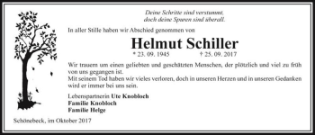 Traueranzeige von Helmut Schiller  von Magdeburger Volksstimme