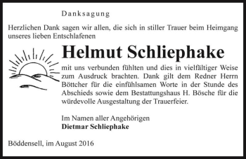 Traueranzeige von Helmut Schliephake  von Magdeburger Volksstimme