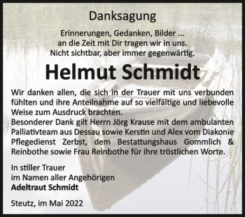 Traueranzeige von Helmut Schmidt  von Magdeburger Volksstimme