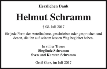 Traueranzeige von Helmut Schramm  von Magdeburger Volksstimme