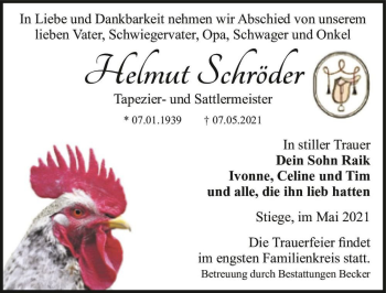 Traueranzeige von Helmut Schröder  von Magdeburger Volksstimme