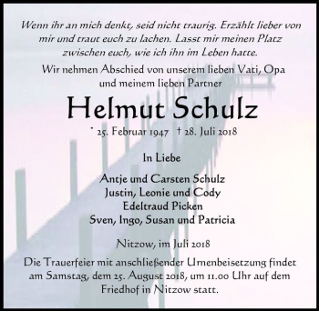 Traueranzeige von Helmut Schulz  von Magdeburger Volksstimme