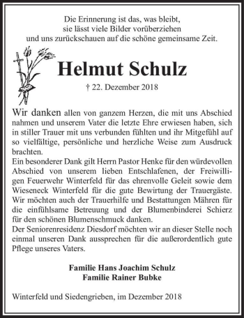 Traueranzeige von Helmut Schulz  von Magdeburger Volksstimme