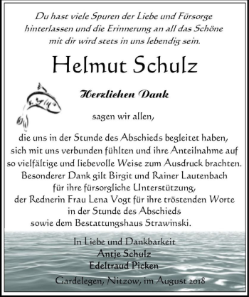 Traueranzeige von Helmut Schulz  von Magdeburger Volksstimme